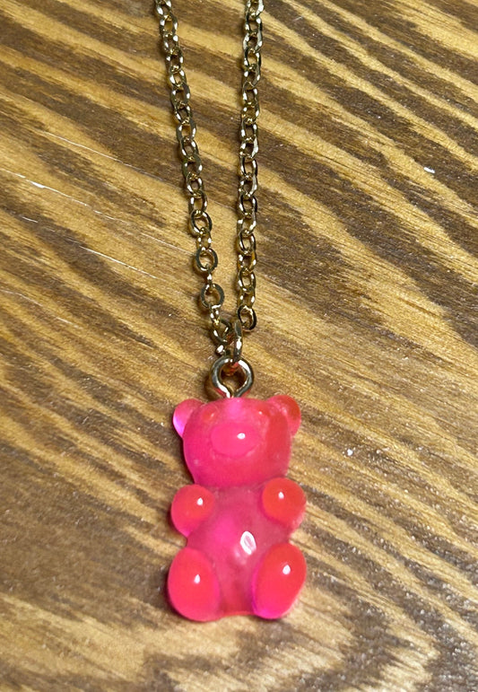 Hot Pink Gummy Bear Necklace