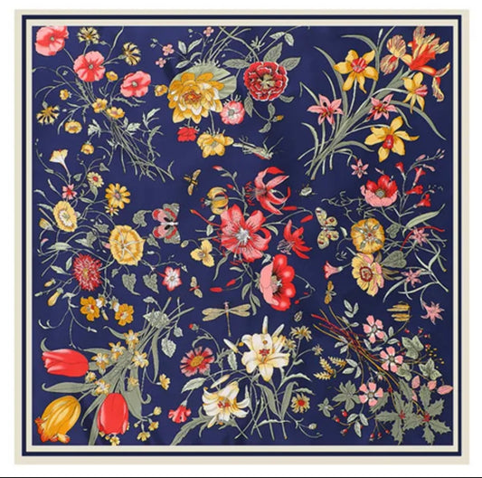 Wild Chrysanthemum Scarf Navy